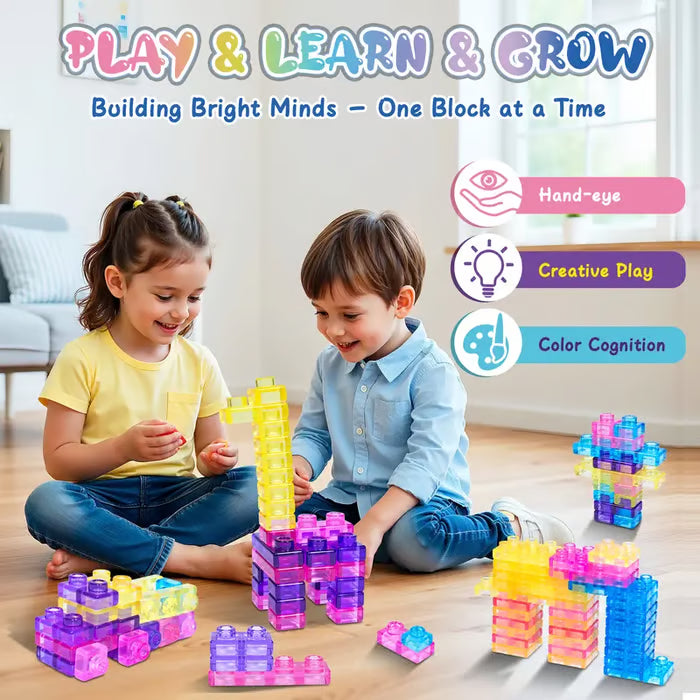 🌈Soft Jelly Stacking Blocks – 40PCS Squishy Sensory STEM Building Toy for Toddlers💛