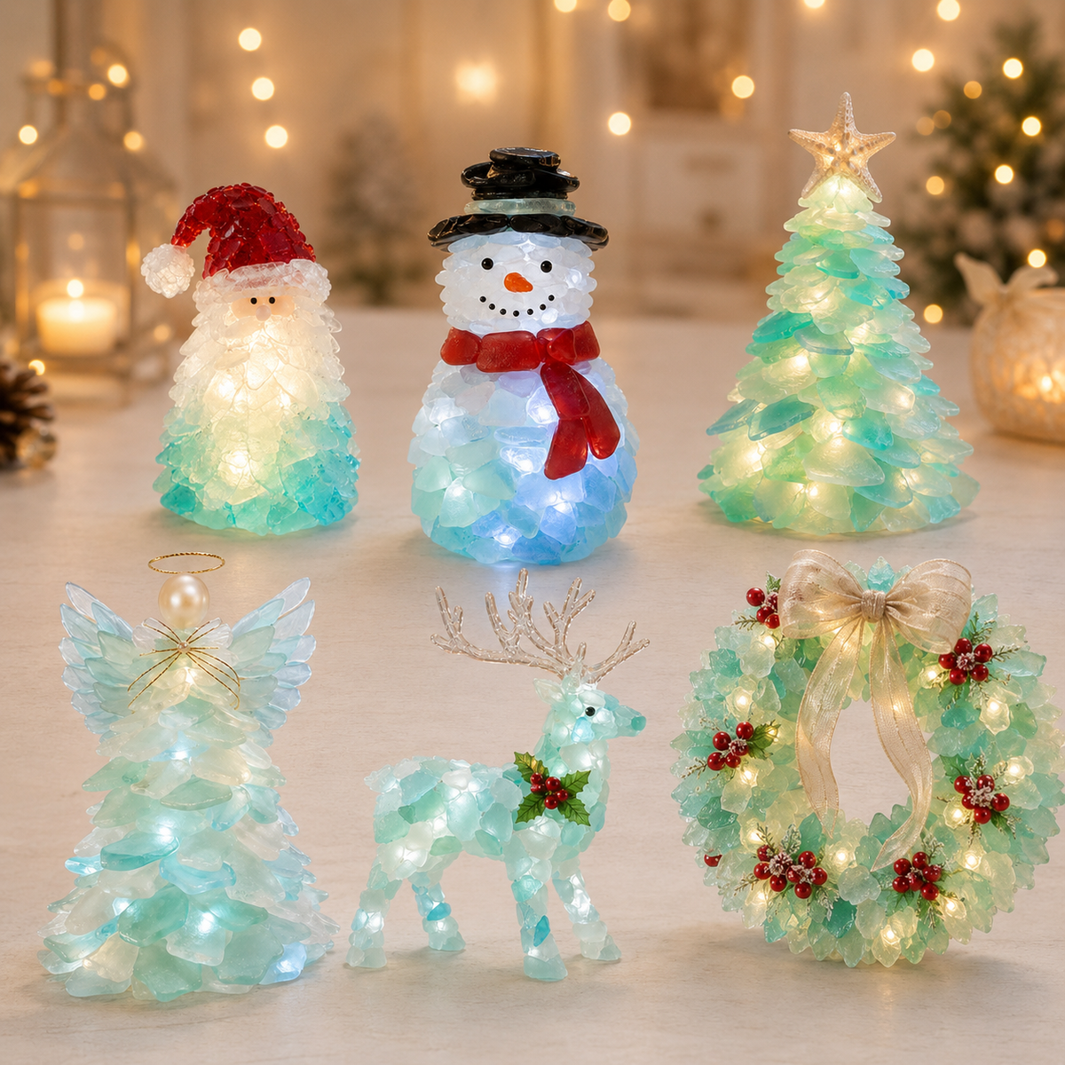 š„Last Day 49% OFF ā š
Beginner-Friendly DIY Lighted Sea Glass Santa Christmas Decor Kit | Complete Kit with Sea Glass Pieces, Warm Fairy Lights & Step-by-Step Guide Included š