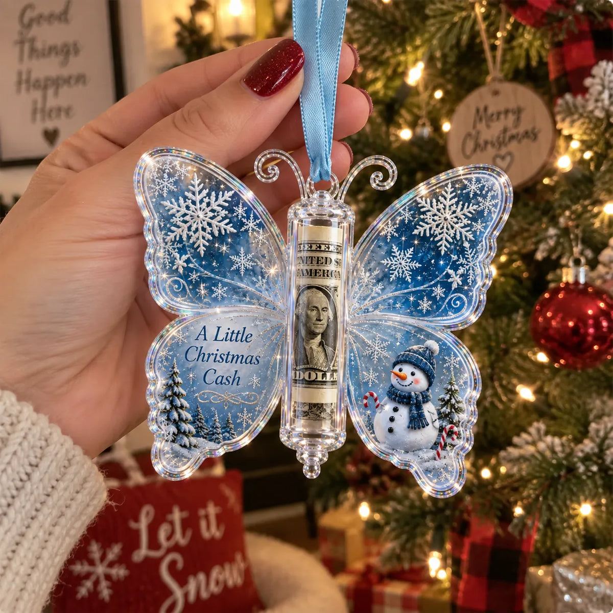 π¦π΅ 3D Embossed Butterfly Christmas Cash Gift Ornament β Holiday Money Holder Keepsake πβ¨