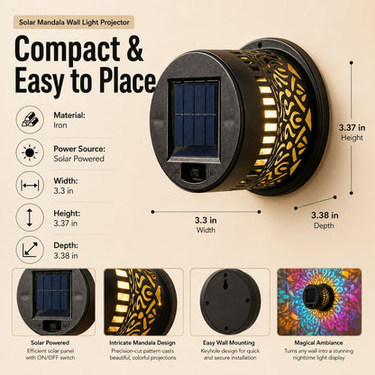 ✨Solar Mandala Wall Light | Outdoor Garden Fence Projector Lamp 🪐🌌