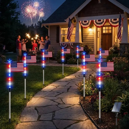 8 Solar American Flag Pathway Lights for 250th Independence Celebration