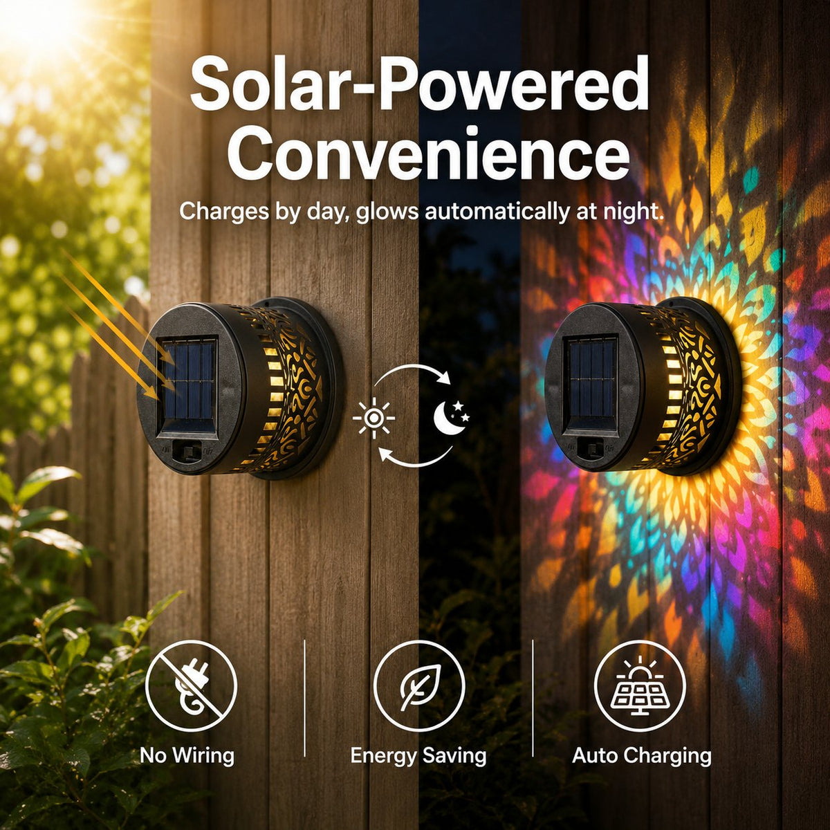 ✨Solar Mandala Wall Light | Outdoor Garden Fence Projector Lamp 🪐🌌