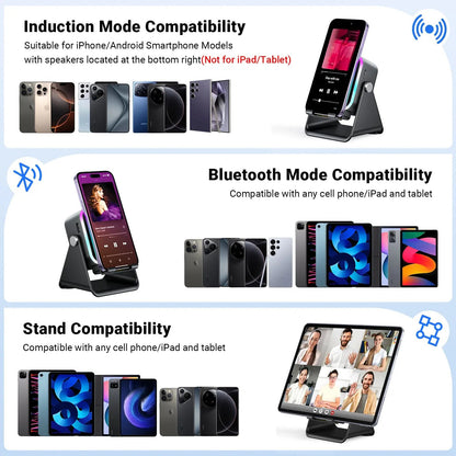 Touch-to-Play Wireless Speaker & Phone Stand 🔥 (RGB Glow Edition) 🌈