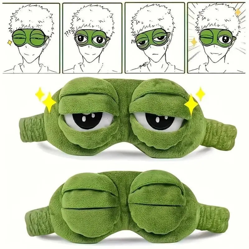 3D Frog Plush Sleep Mask with Cooling Gel – Soft & Comfortable