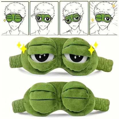 3D Frog Plush Sleep Mask with Cooling Gel – Soft & Comfortable