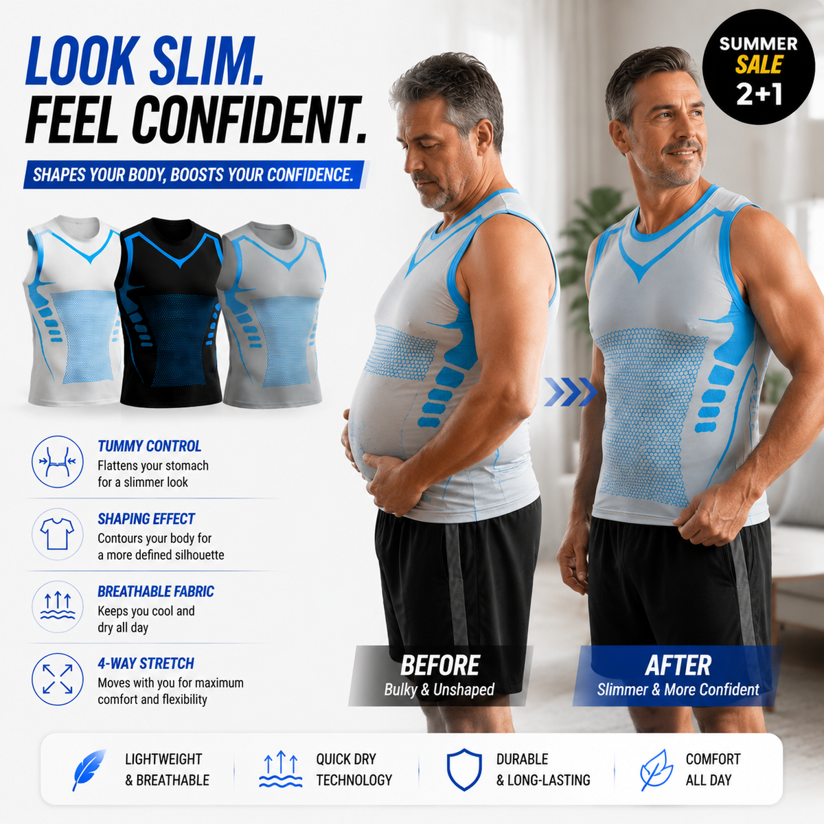 💪Men's Slimming Compression Vest | Posture Corrector Base Layer