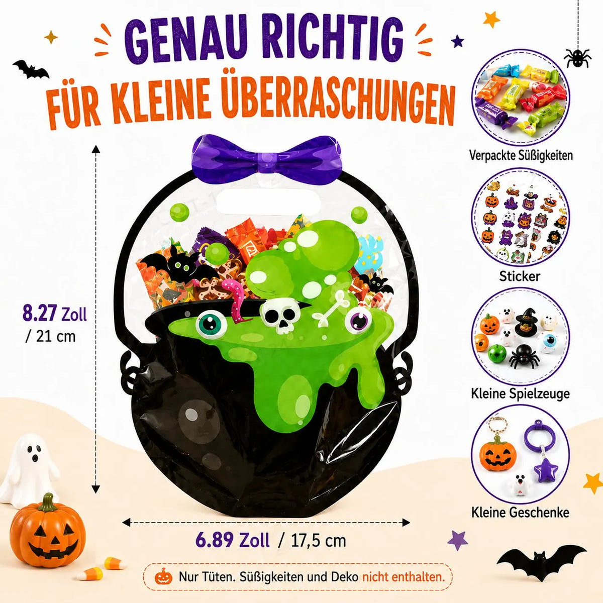 As low as $0.99 each ✅-🎁Halloween Goodie Bags – Clear Cauldron Candy Favor Bags