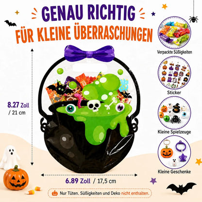 As low as $0.99 each ✅-🎁Halloween Goodie Bags – Clear Cauldron Candy Favor Bags