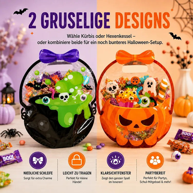 As low as $0.99 each ✅-🎁Halloween Goodie Bags – Clear Cauldron Candy Favor Bags