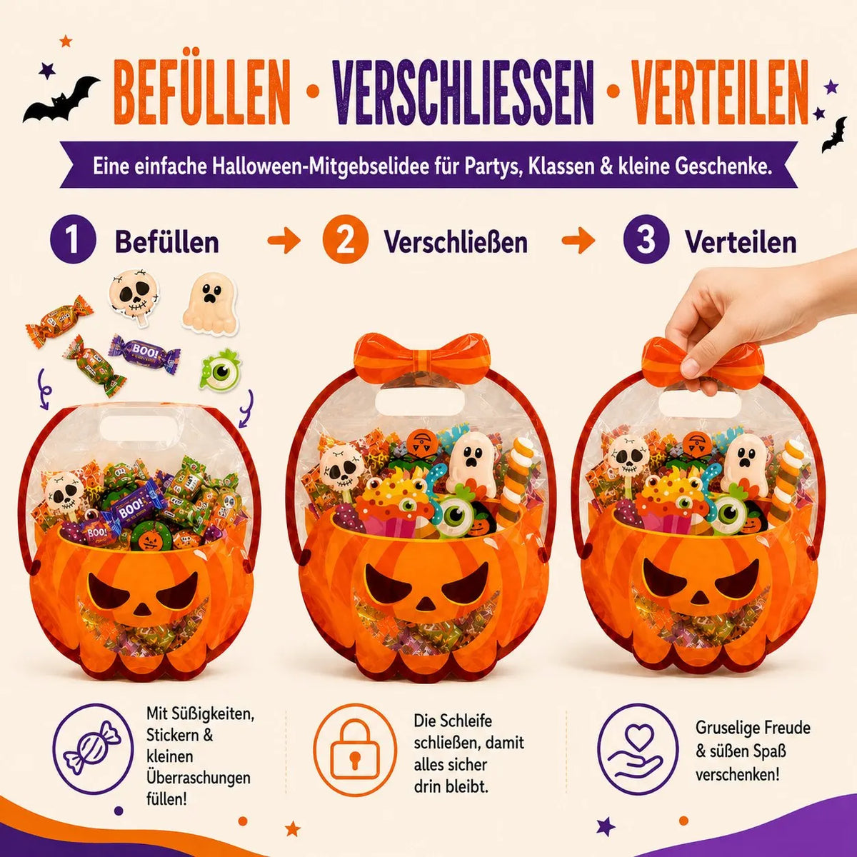 As low as $0.99 each ✅-🎁Halloween Goodie Bags – Clear Cauldron Candy Favor Bags