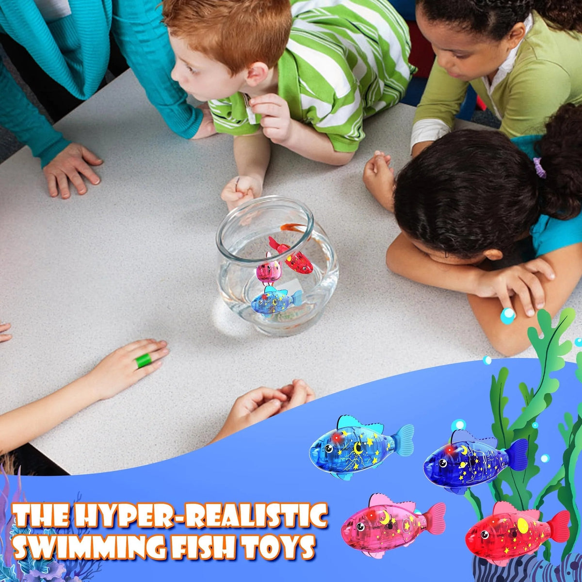 Magic Glowing Robot Fish (4-Pack) - Water-Activated LED Swimming Toys 🐠✨