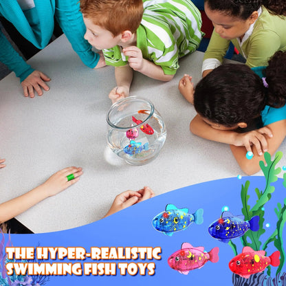Magic Glowing Robot Fish (4-Pack) - Water-Activated LED Swimming Toys 🐠✨