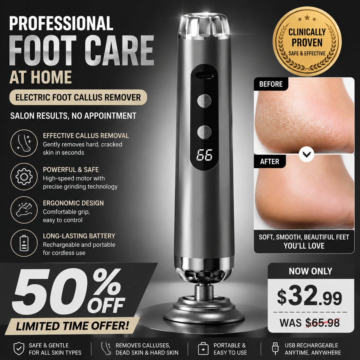 Last Day 50% OFF🔥Multi-Function Electric Foot Grinder with 5 Speeds
