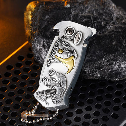 Windproof Metal Foldable Knife Jet Torch Refillable Butane Lighter