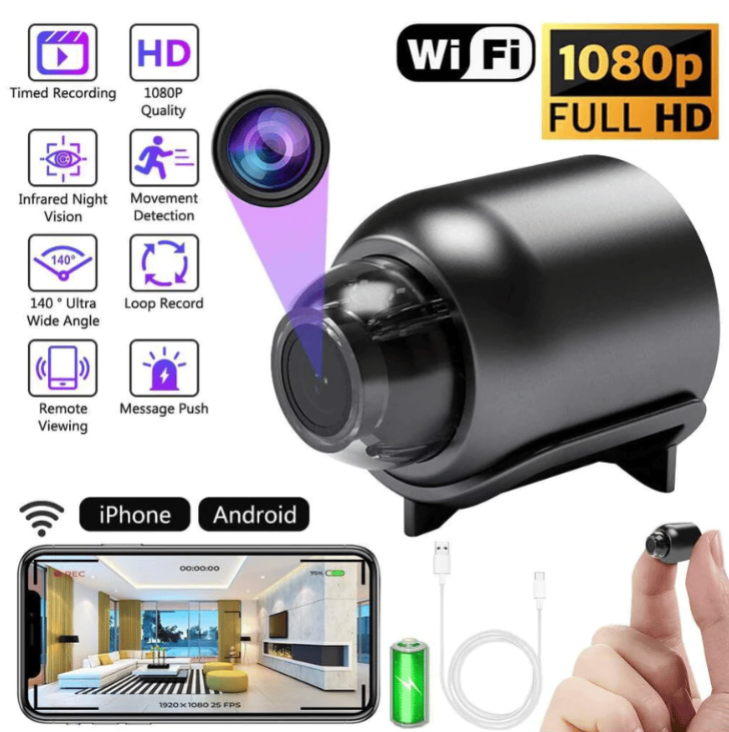 🔥 【Mini WiFi Security Camera – 1080P HD Night Vision】💯Tiny and installs in 1 second ⚠️Remote real-time viewing