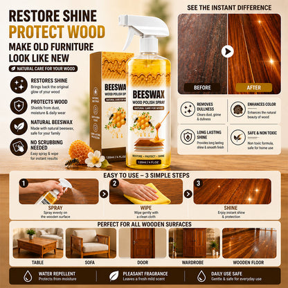 🌟Beeswax Wood Polish Spray Restore Shine Protect Furniture