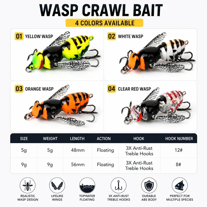 🐝 Bionic Wasp Topwater Lure That Triggers Explosive Strikes