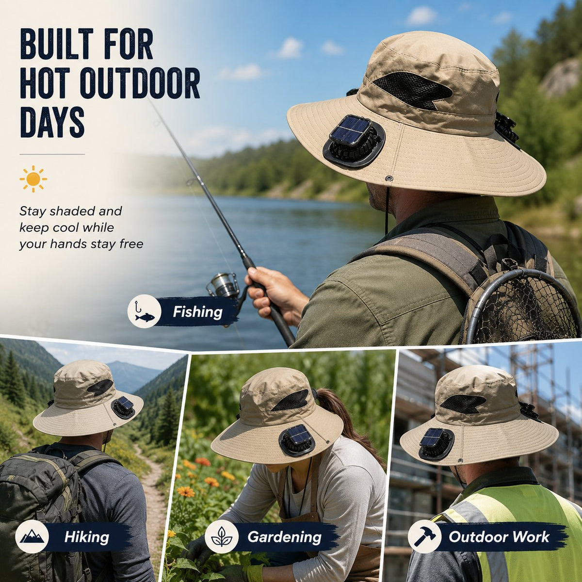 Summer Hot Sale🔥 New Ultralight Solar Fan Sun Hat – Lighter Than a Baseball!