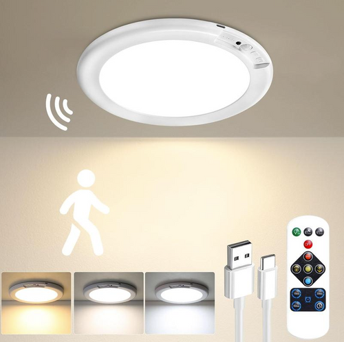 Rechargeable Motion Sensor LED Ceiling Light with Remote