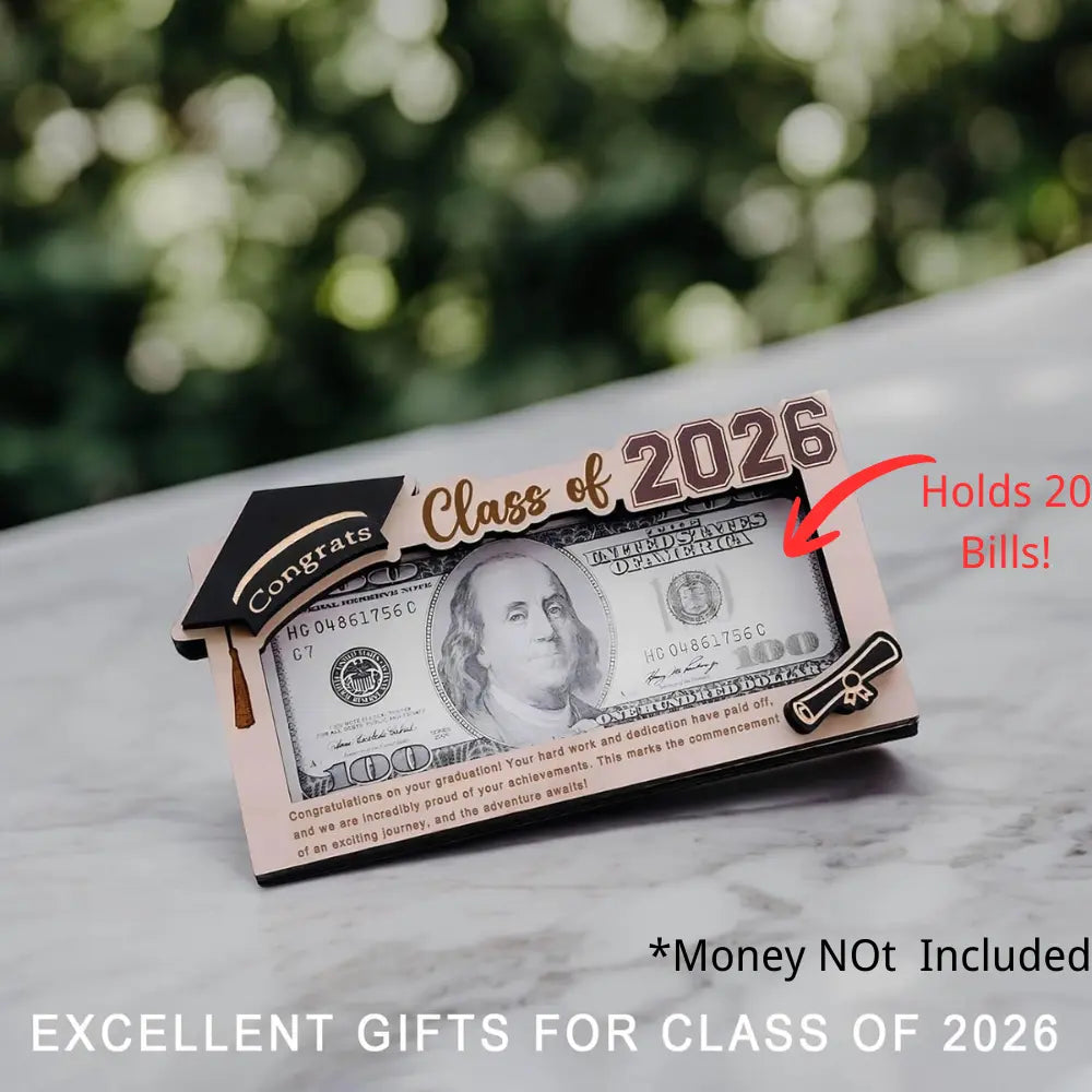 🎓 Class of 2026 Graduation Money Box – Wooden Cash Gift Holder