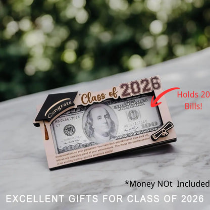 🎓 Class of 2026 Graduation Money Box – Wooden Cash Gift Holder