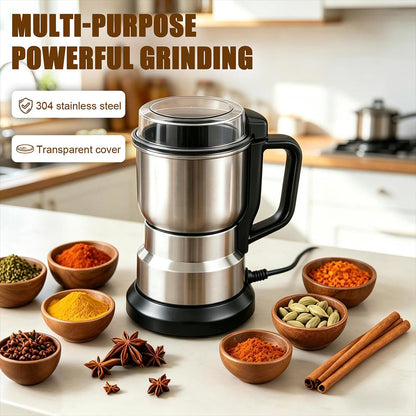 🌾 304 Stainless Steel Electric Grain Mill Grinder – High-Speed Flour, Coffee & Spice Powder Maker