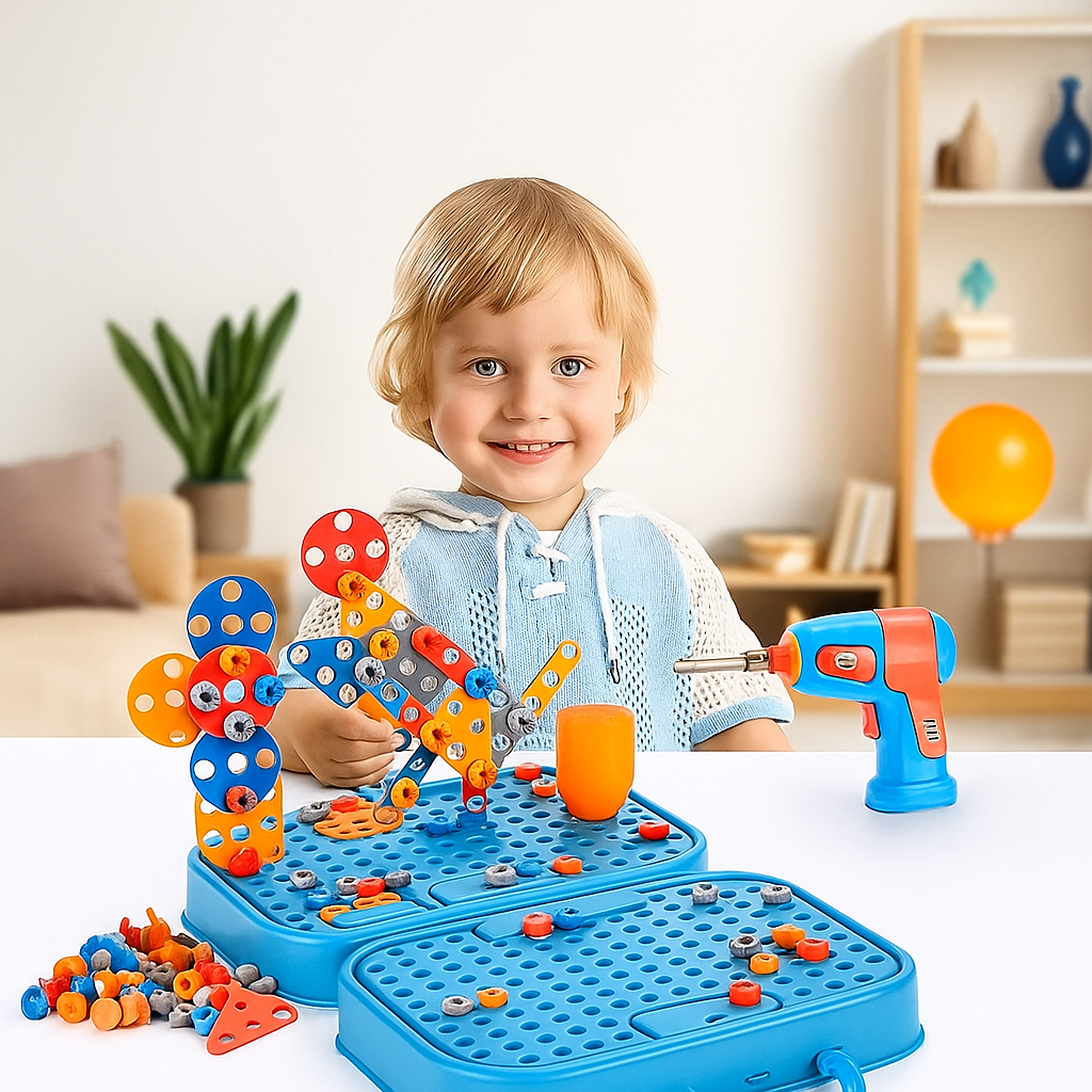Children's construction set in a cute dinosaur design