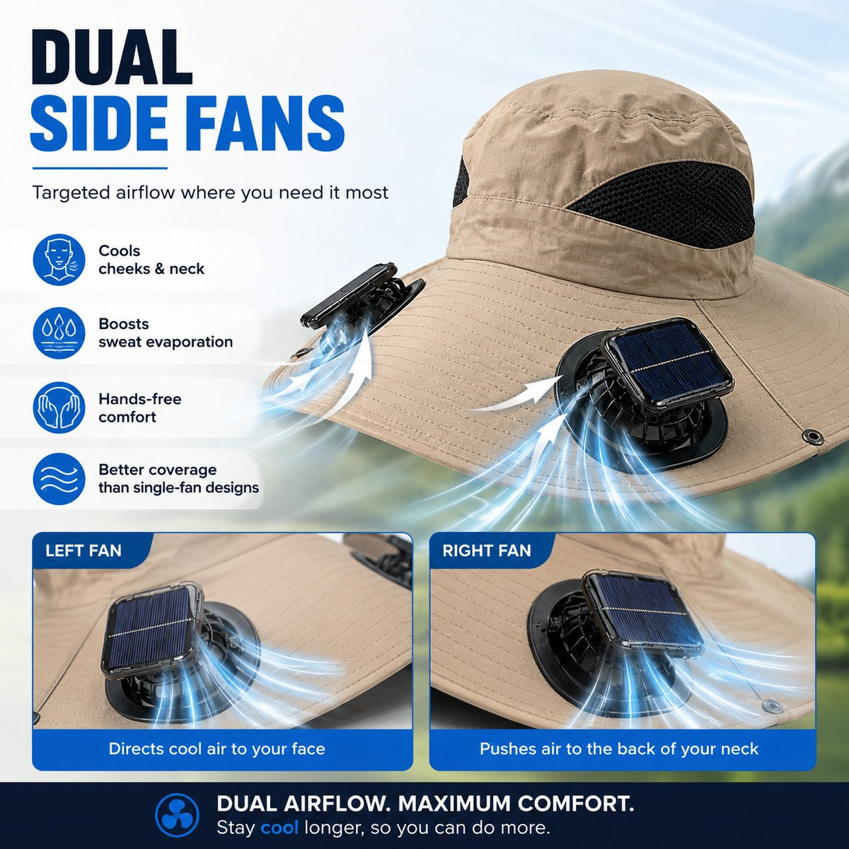 Summer Hot Sale🔥 New Ultralight Solar Fan Sun Hat – Lighter Than a Baseball!