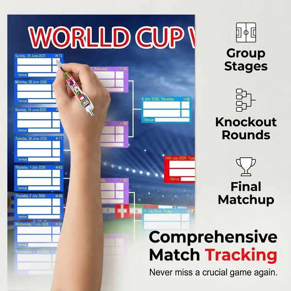🗓️ ⚽ 2026 World Cup Poster Set – Don't Miss a Match!Group Stage & Knockout Posters (23.6” x 35.4”), Marker Pen & Mounting Strips Included