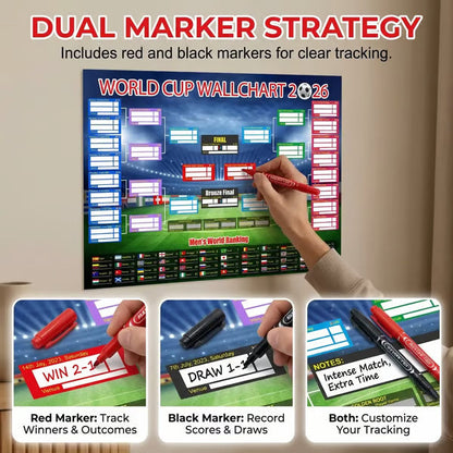 🗓️ ⚽ 2026 World Cup Poster Set – Don't Miss a Match!Group Stage & Knockout Posters (23.6” x 35.4”), Marker Pen & Mounting Strips Included