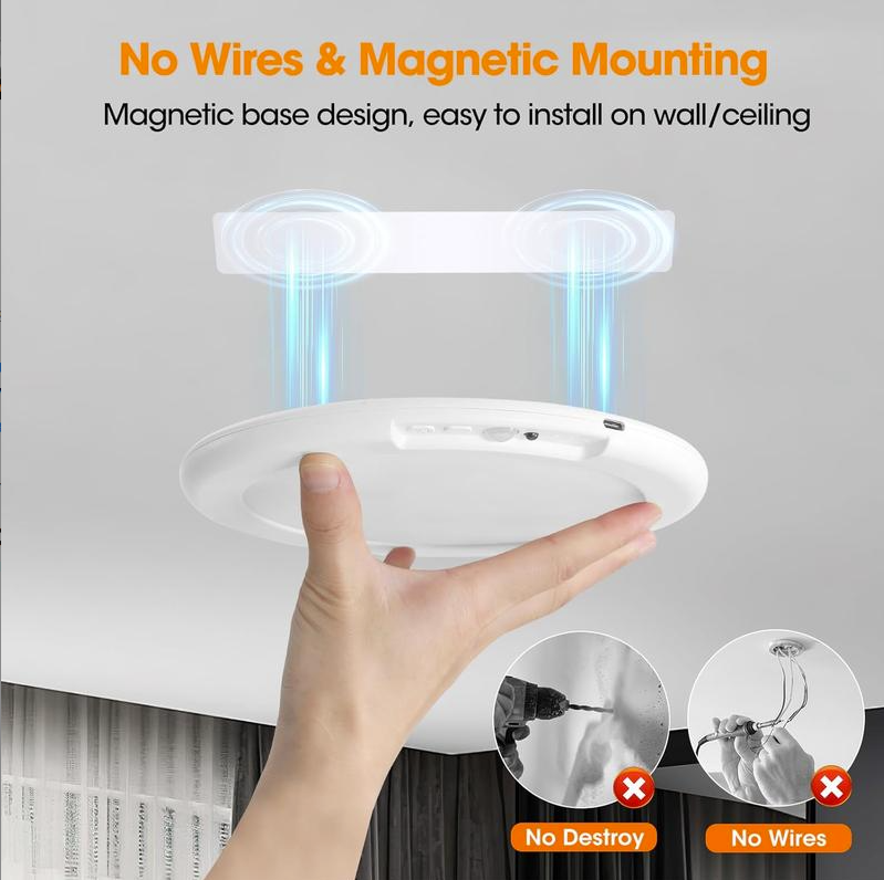 Rechargeable Motion Sensor LED Ceiling Light with Remote