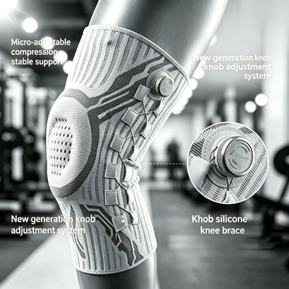 Knob-Adjustable Silicone Shock-Absorbing Knee Sleeve with Dual Spring Support