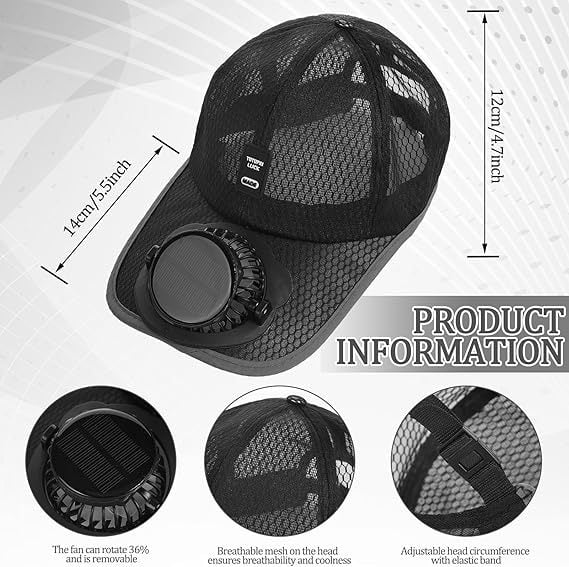 🔥Cooling Solar Fan Hat – UV Protection & Breathable Mesh