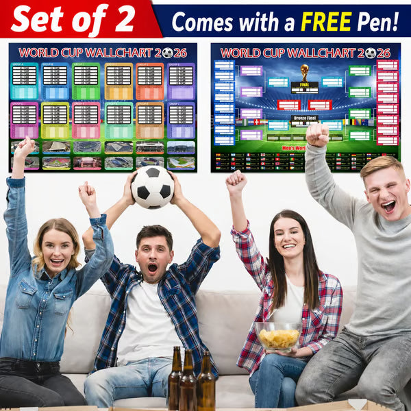 🗓️ ⚽ 2026 World Cup Poster Set – Don't Miss a Match!Group Stage & Knockout Posters (23.6” x 35.4”), Marker Pen & Mounting Strips Included