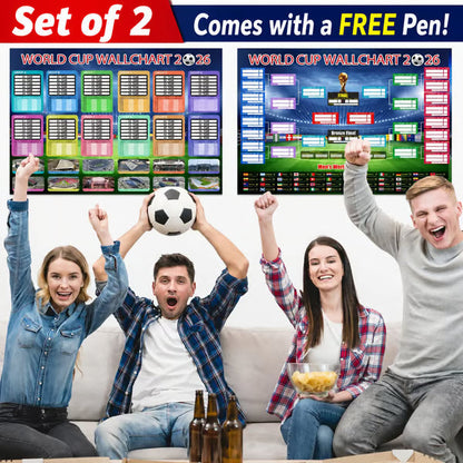 🗓️ ⚽ 2026 World Cup Poster Set – Don't Miss a Match!Group Stage & Knockout Posters (23.6” x 35.4”), Marker Pen & Mounting Strips Included
