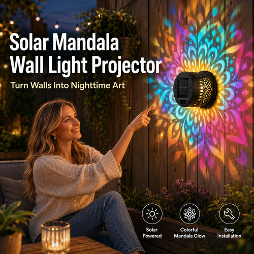 ✨Solar Mandala Wall Light | Outdoor Garden Fence Projector Lamp 🪐🌌