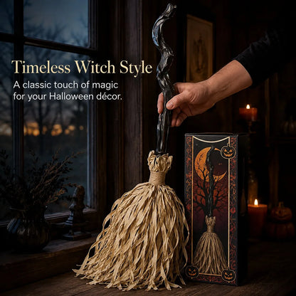 Animated Moving Witch Broom, Light‐Sound‐Motion Halloween Prop