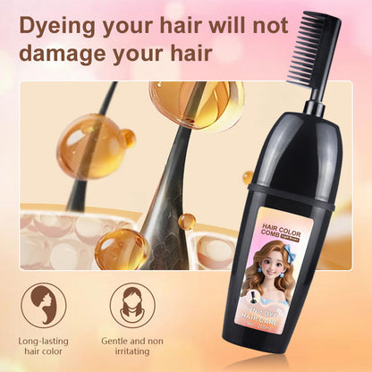 🧴3-in-1 herbal hair coloring comb | Easy hair coloring at home with built-in brush