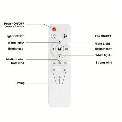 🎁 2-in-1 Portable Ceiling Fan with Light (Includes Remote Control)
