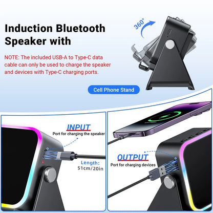 Touch-to-Play Wireless Speaker & Phone Stand 🔥 (RGB Glow Edition) 🌈