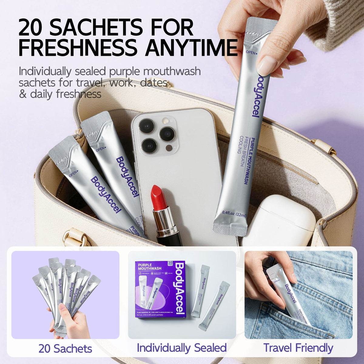 BodyAccel Purple Mouthwash - Teeth Whitening🔥Color Correcting Whitening Mouthwash