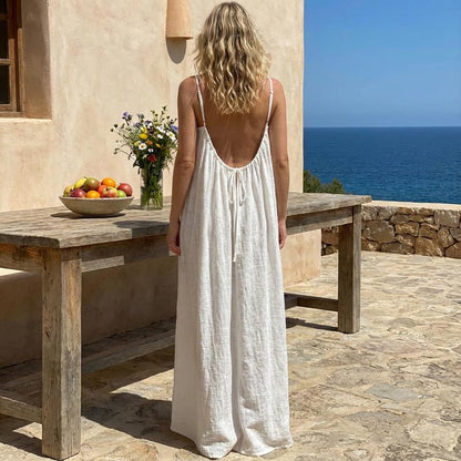 🌿🌸Women's Solid Color Cami Lounge Dress, Elegant Sleeveless Long Dress for Summer, Ladies Sleepwear for Indoor Wear