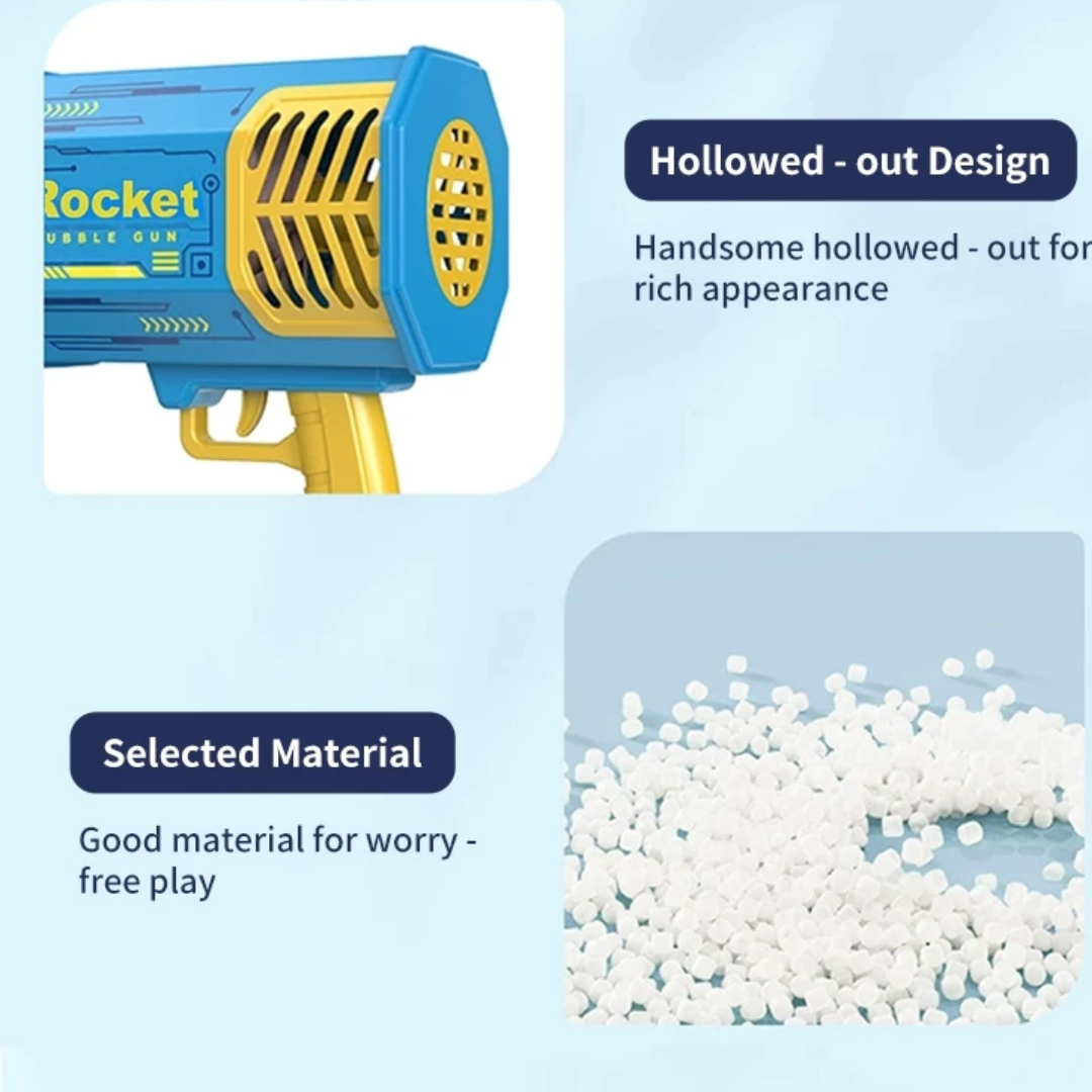BubbleGun – Automatic Soap Rocket Bubble Gun Blower Toy