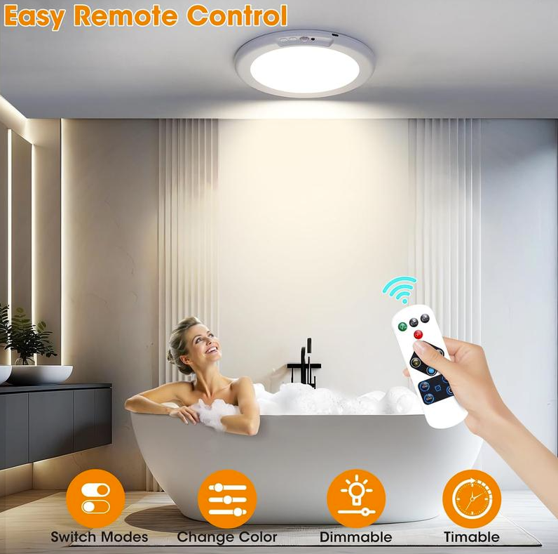 Rechargeable Motion Sensor LED Ceiling Light with Remote