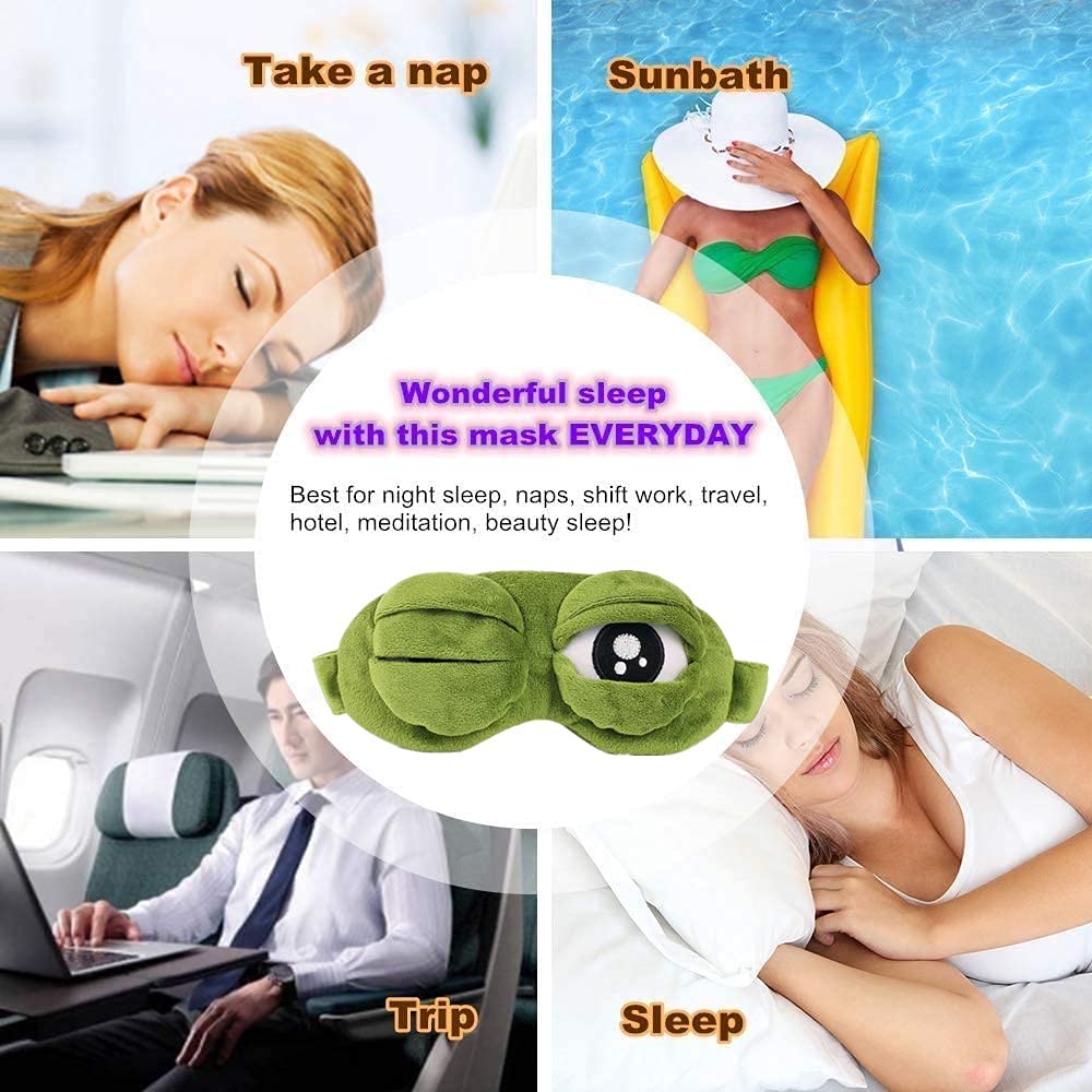 3D Frog Plush Sleep Mask with Cooling Gel – Soft & Comfortable
