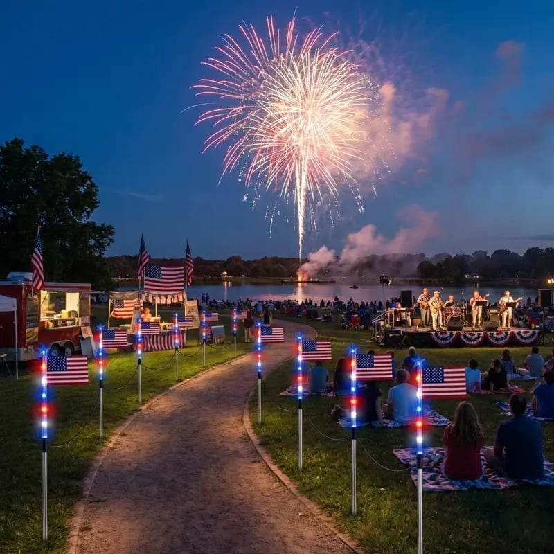 8 Solar American Flag Pathway Lights for 250th Independence Celebration