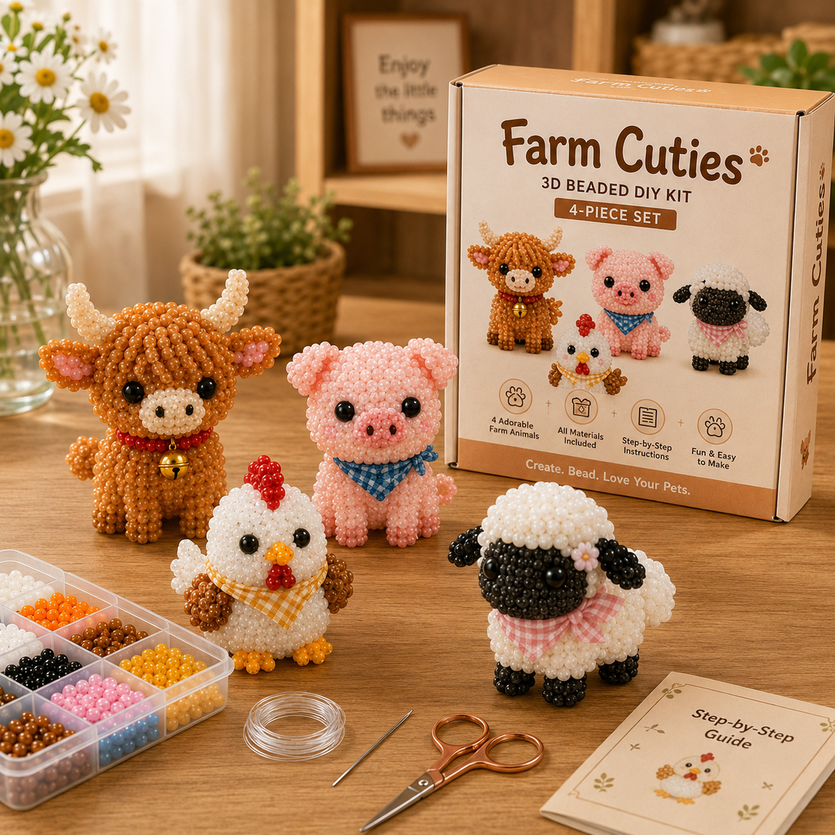 🧵✨ Tiny 3D Beaded Animal DIY Kit