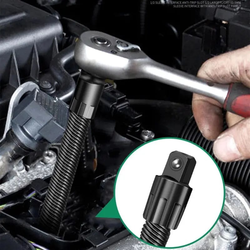 🛠️  Flexible Shaft Extension Extender Torque Socket - 🔧Bend, Twist, Conquer Tight Spaces