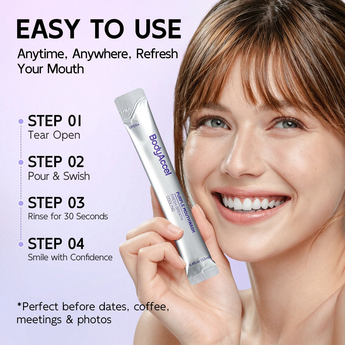 BodyAccel Purple Mouthwash - Teeth Whitening🔥Color Correcting Whitening Mouthwash