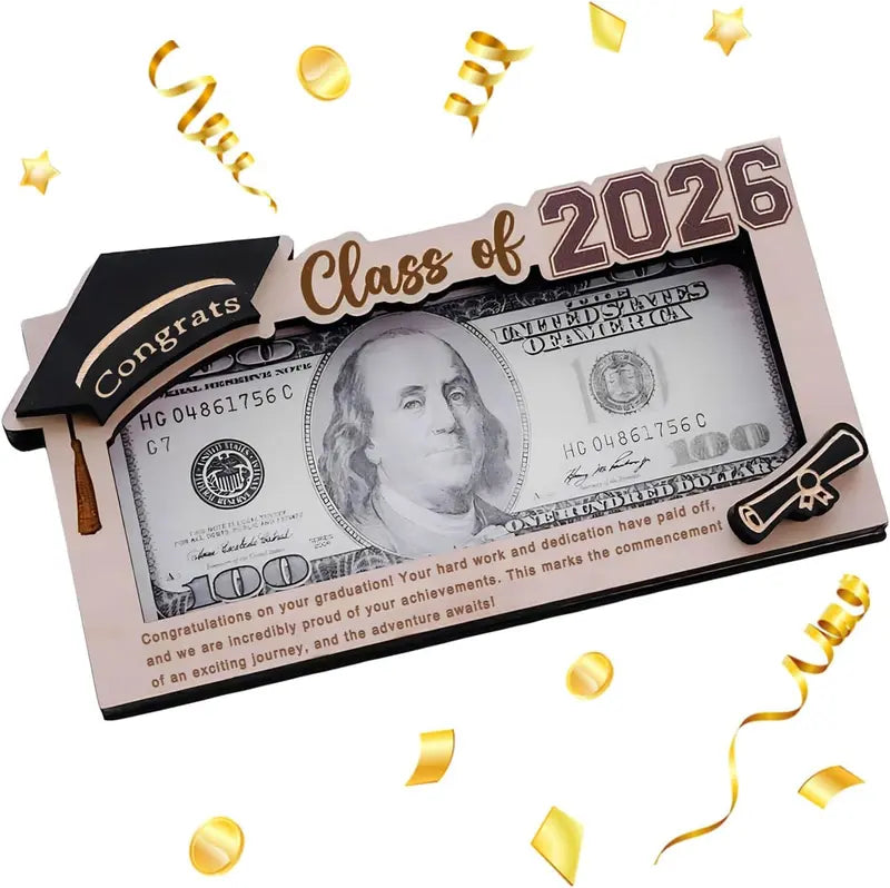 🎓 Class of 2026 Graduation Money Box – Wooden Cash Gift Holder
